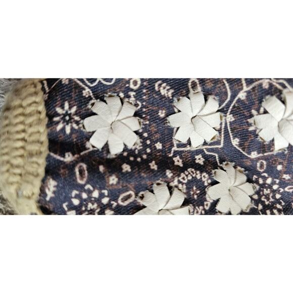 Jack Rogers Womens Espadrilles Flats Rondelles Shoes Navy White Woven Floral 7M - Picture 2 of 5